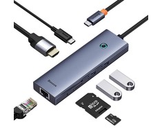 Hub 7w1 Baseus UltraJoy 7 prievadų (USB-C iki 1xHDMI4K@30Hz + 2xUSB 3.0 + 1xPD +RJ45 + SD/TF3.0)