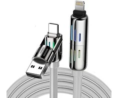 Kabelis 4w1 USB-C / USB-A arba USB-C / Lightning Blitzwolf BW-HDC6 1,2 m 240 W RGB (pilka)