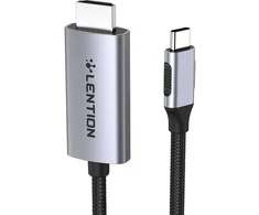 Lention USB-C iki 4K60Hz HDMI kabelis, 3m (pilkas)