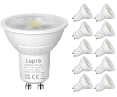 LEPRO 200084-DW-EU-10 GU10 Dimmable LED Bulb, 4.5W, 345 lm, 6500K, 38°, 10 pcs.