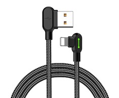 Mcdodo CA-4674 LED kampinis USB žaibo kabelis, 0.5 m (juodas)