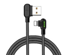 Mcdodo CA-4674 LED kampinis USB žaibo kabelis, 0.5 m (juodas)