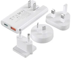 Mini kelioninis sieninis įkroviklis Choetech PD6011 PD65W GaN plonas USB-A+C (baltas)