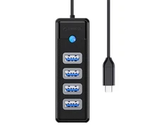 Orico Hub adapteris USB-C į 4x USB 3.0, 5 Gbps, 0.15 m (juodas)