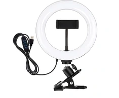 Puluz 20 cm žiedinis šviestuvas vaizdo tinklaraščiams su monitoriaus laikikliu, telefono laikikliu ir spalvų temperatūros reguliavimu (juodas)