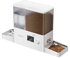 Rojeco 2 in 1 Pet Vanduo Fountain 3.5L & Feeder 5L Button Verson (baltas)
