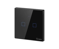 Sonoff T3EU2C-TX 2 kanalų sieninis jungiklis 230VAC juodas