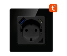 Sieninis šviestuvas Išmanusis WiFi sieninis lizdas Avatto N-WOT10-USB-B TUYA USB USB-C - juodas