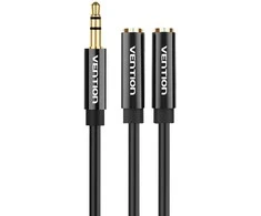 Vention garso skirstytuvas AUX 3.5mm iki 2x3.5mm BBSBY 0.3m - juoda