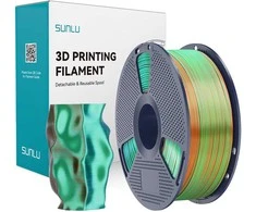 Sunlu PLA+ Silk Tri-Color Filament (oranžinis, mėlynas, and žalias)