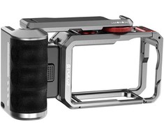 Titanium expansion cage with handle and additional Puluz connections for DJI Osmo Action 6