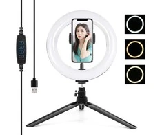 Dėlionė Puluz 1.1 m trikojo laikiklis + 10 colių 26 cm RGBW LED žiedo Vlogging Video Light Live PKT3044