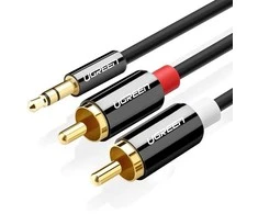 UGREEN AV116 3.5 mm lizdas iki 2RCA (Cinch) kabelis 2 m (juodas)