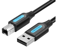 USB 2.0 A kištukinis USB-B kištukinis kabelis su ferito šerdimi Vention COQBL 10m Juodas PVC