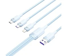 USB 2.0 A iki 3-in-1 6A kabelis Vention CTRLG 1.5M (mėlynas)