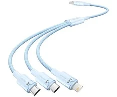 USB 2.0 A iki 3in1 3A laidas Vention CTPLG 1.5M (mėlynas)