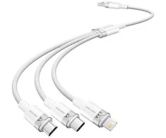 USB 2.0 A iki 3in1 3A laidas Vention CTPWG 1.5M (balta)