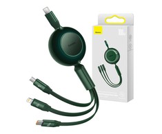 Baseus Bright Mirror 4 USB-C 3-in-1 kabelis skirtas micro USB - USB-C - Lightning 100W 3.5A 1.1m – Žalias