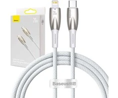 USB-C laidas, skirtas Lightning Baseus Glimmer Series, 20W, 1m (baltas)