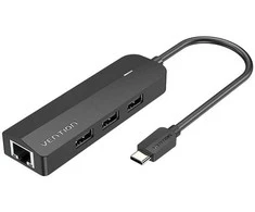 USB-C iki 3x USB 2.0, RJ45, Micro-B Hub Vention TGOBB 0.15m, juodas