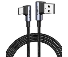 USB-C į USB-A 2.0 kampinis laidas UGREEN US176, 3A, 3m - Juodas