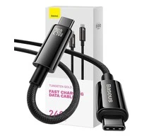 USB-C į USB-C laidas Baseus Tungsten Gold 240W 1m - juodas