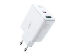 Sieninis įkroviklis Acefast A5 PD32W, USB + USB-C (balta)