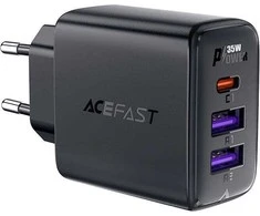 Sieninis įkroviklis Acefast A57 GaN 2xUSB-A+USB-C PD35W EU (juodas)