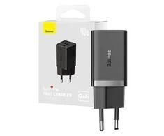 Sieninis įkroviklis Baseus GaN5 40W, 2x USB C (juodas)