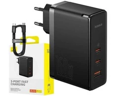 Sieninis įkroviklis Baseus GaN5 Pro 2xUSB-C + USB 160W - Juodas