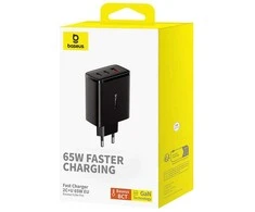 Sieninis įkroviklis Baseus OS-Cube Pro 2xUSB-C + USB, 65W (juodas)