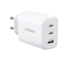 Sieninis įkroviklis UGREEN CD275, 2x USB-C, 1x USB, 65W (balta)