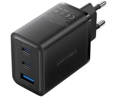 Vention Sieninis įkroviklis, ventiliacija, FERB0-EU, 2xUSB-C, USB-A, 65W/65W/30W, GaN (juoda)