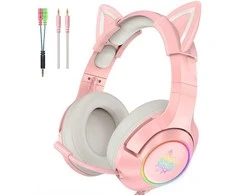 ONIKUMA K9 rožinės RGB ausinės žaidimams