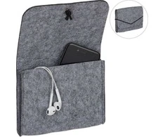 Springos Veltinis dėklas su elastine juostele 15x13 cm pilkas