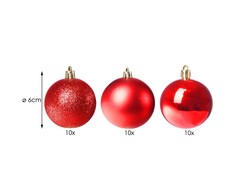 Kalėdiniai žaaisliukai eglutei Springos 30 vnt, 6 cm