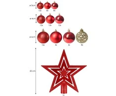 Kalėdiniai žaisliukai Springos 100 vnt. raudoni ir auksiniai