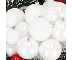 Kalėdiniai žaisliukai Springos 30 vnt plastikiniai balti
