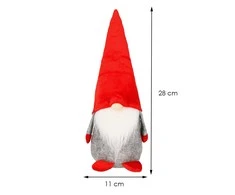 Kalėdų dekoracija Nykštukas Springos pilka/raudona 28 cm