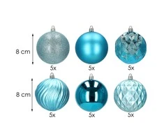 Kalėdiniai plastikiniai žaisliukai Springos, 8 cm, 30 vnt