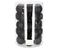Kalėdiniai žaisliukai Springos 30 vnt juodi 8 cm