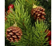 Kalėdinė puošmena Springos 4 cm, ruda su aukso blizgučiais