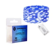 Springos LED girlianda su 50 mikrošviesų, mėlyna, 4,9 m