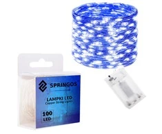 Springos Mikrolemputės su 100 LED diodų, mėlyna, 9,9 m