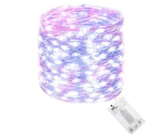 Springos Šviesos girlianda su 100 LED lempučių, rožinė ir mėlyna