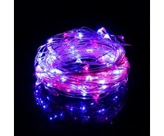 Springos Šviesos girlianda su 100 LED lempučių, rožinė ir mėlyna
