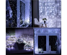 Kalėdinės užuolaidinės lemputės Springos 300 LED, 3x3 m, šaltai balta