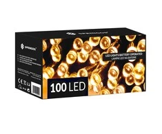 Springos LED girlianda su laikmačiu, 100 šiltai baltų LED