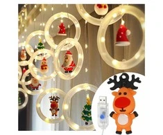 Kalėdinė girlianda Springos 110 LED su figūrėlėmis, USB, šiltai balta