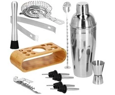 Springos Kokteilių gaminimo rinkinys su bambuko stovu PROFESSIONAL SET, 750ml 12vnt. MAXI